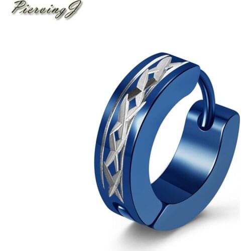 PiercingJ Hot Selling 2pcs 18G 7MM Black Stainless Steel Aqua Blue Czech Crystal Hoop Hinged Huggie Stud Earring Jewelry