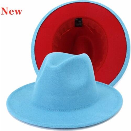 Wide brim hat double-sided color matching fedora hat womens autumn winter new fashion big brim hat mens Panama hat