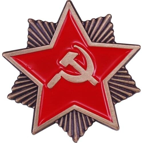 Soviet red star badge Russian Soviet Hammer Sickle Star Pin CCCP Communism Collectible