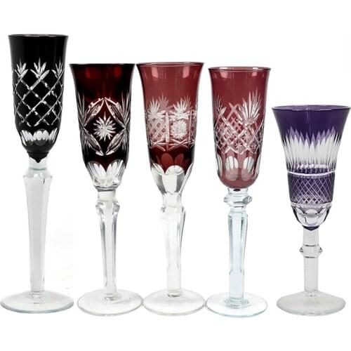 Edo Kiriko Stemware Red Wine Glass Goblet Handmade Colorful Goblet Glass Champagne Flutes For Party Bar Wedding