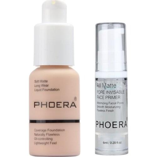 PHEORA Facial Foundation Prime Mist Set 6ml Minimizing Pores Smooth Makeup Matte Face Primer Foundation Kit