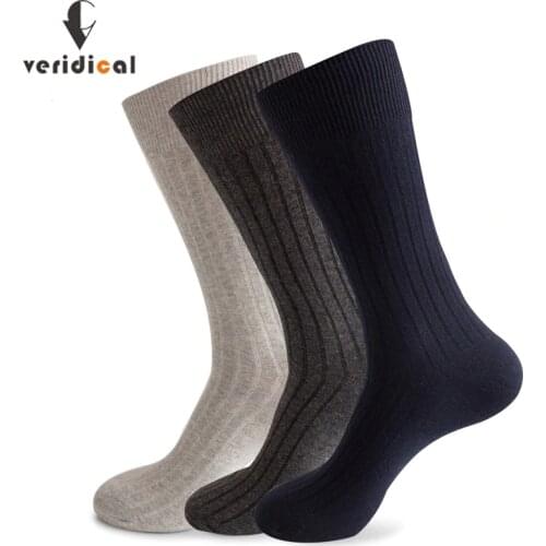 Veridical Large Size Men Socks Cotton Long Business Harajuku Socks 5 Pairs/Lot Winter Solid Gentleman Sox Sokken Fit Eu 42-48
