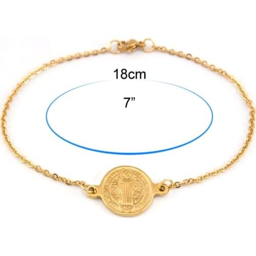100% Stainless Steel Saint Benedict Medal Cross Smqlivb Bracelet For Women Medalla San Benito Acero Inoxidable