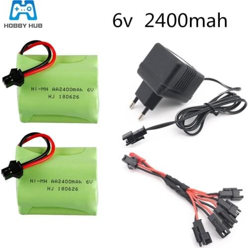 2/3pcs 6v 2400mah Rechargeable battery+charger for RC cars tank truck boat lighting Remote control electric toys nicd AA battery