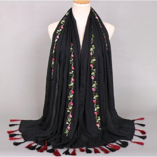 2020 Fashion Bohemian Chain Floral Tassel Viscose Shawl Scarf Women High Quality Warm Ethnic Pashminas Stole Muslim Hijab Snood