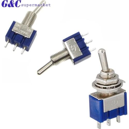 5Pcs Mini 3-Pin SPDT ON-ON 125V/6A 250V/3A Miniature Toggle Switches MTS-103/102 3-Pin ON-OFF-ON diy electronics