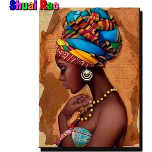 5D DIY African Woman Photo Custom Diamond Painting Cross Stitch Kit Full Rhinestones Personalized Photo Diamond Embroidery Mosai