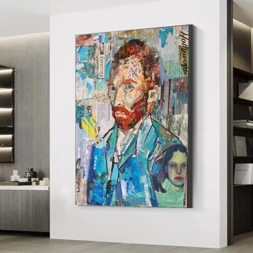 Abstract Graffiti Van Gogh Portrait Canvas Paintings Posters and Prints Wall Art Picture for Living Room Wall Decoration Cuadros