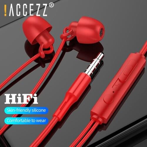!ACCEZZ 3.5mm Jack Earphone Sleeping Silicone Earbuds HiFi Stereo In-Ear Headset With Mic Call Universal Mobile Phone Earphones