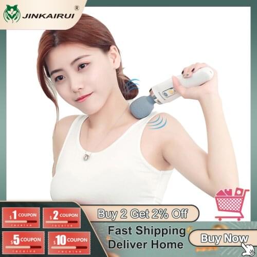 Jinkairui Handheld Electric Wand Massager Vibrating Kneading Cordless Rechargeable for Back Neck Shoulder Full Body Pain Relief