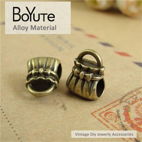 BoYuTe (50 Pieces/Lot) 12*10*8MM Zinc Alloy Antique Bronze Plated Bead Charms Women Handbag Diy Beads for Bracelets Jewelry