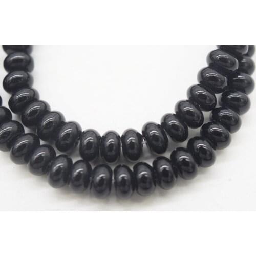 Loose beads black agate roundel 4*8mm 3*6mm 15" for DIY jewelry making FPPJ wholesale beads nature gem stone