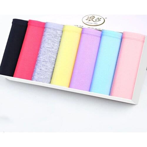 LANGSHA 7Pcs/lot Women Panties Women Cotton Briefs Solid Everyday Seamless Panties Sexy Lady Underwear Girls Lingerie Plus Size