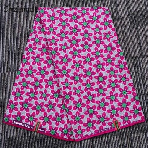 Chzimade 1Yard Ankara African Flower Printed Real Wax Fabric For Women Wedding Dress Diy Sewing Accessories