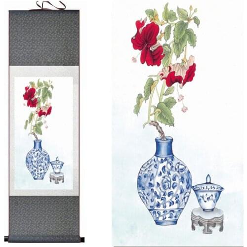 Flower painting Home Office Decoration Chinese scroll painting flower art painting Chinese paintingPrinted painting