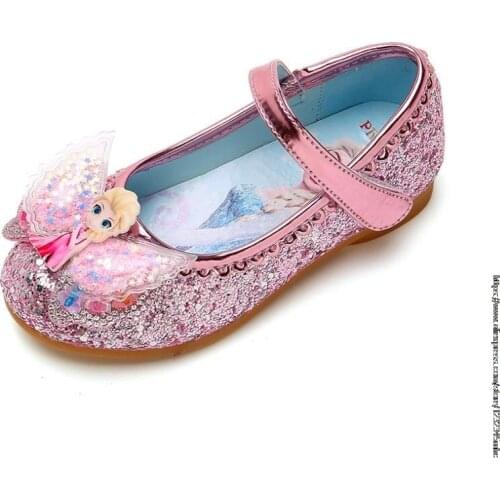 Disney girl princess shoes spring autumn new childrens shoes frozen elsa flat soft bottom cartoon crystal shoes kids