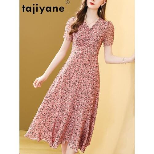 Long for Dresses Women 100% Silk Summer Dress Woman Cloth Floral Womens Real Silk Dresses Elegant Vestidos TN2605