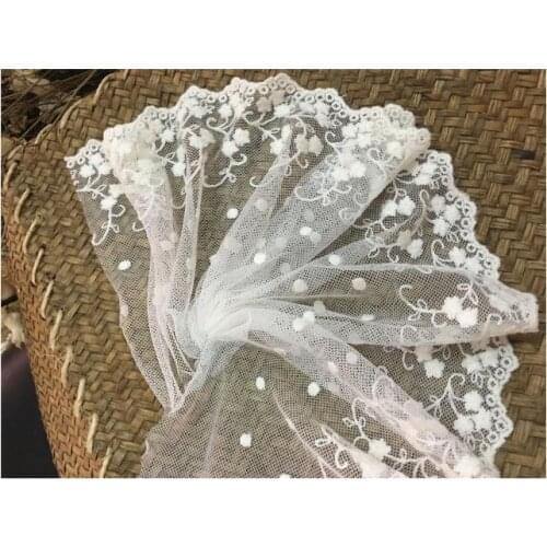 Exquisite embroidery mesh lace This white cotton mesh embroidery lace accessories 15 cm wide