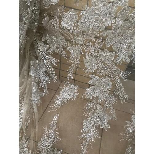 Heavy beaded French Nigerian Laces Fabrics super Quality SYJ-628817 beaded Tulle African Laces Fabric for Wedding