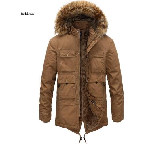 New Winter Jacket Men Thicken Casual Outwear Jackets Fashion Mens Fur Collar Windproof Parkasvelvet Warm Hooded Coat