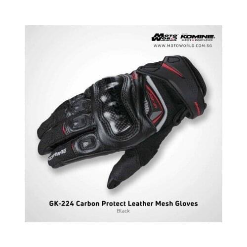 Komine Motorcycle Gloves GK-224 Carbon Protect Leather Mesh Glove Riding Cycling Motocross MX