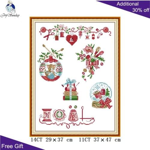 Joy Sunday Sewing Kit Home Decoration J538 14CT 11CT Counted Stamped Christmas Needlework Handcraft Embroidery DIY Cross Stitch