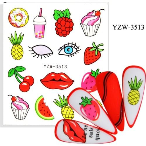 4PCS Strawberry/Cherry/Ice Cream/Butterfly Water Nail Stickers Decals Watermarks Manicure Sliders Nail Art Decoration