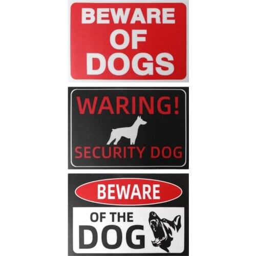 Indoor Outdoor Adhesive Warning Security Dog Beware of Dog Sign Gates Stickers R9CB