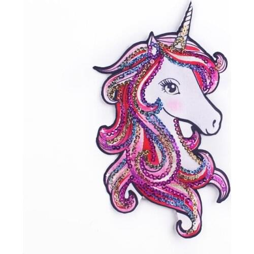 Sewing/Unicorn Patches For Clothing Sequin Patches For Clothes Stripes/Applique On Clothes Sew on Patch Cartoon Patch Wholesale