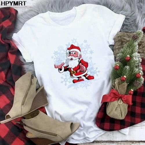 New kawaii Santa Claus t shirt women Christmas Harajuku Short Sleeve t-shirt Suitable all seasons Cute Tshirt Female Top clothes