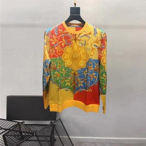 New Arrival Designer High quality floral print Mens Sweatshirts Chic casual O-neck Hoodie tops C509