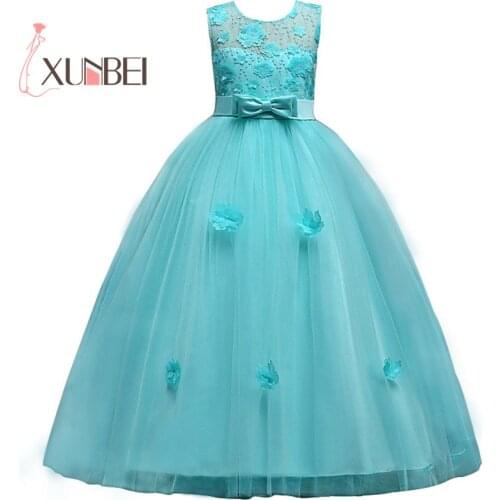 New Princess Girls Dresses Lace Flower Girl Dresses Tulle Girls Pageant Dresses First Communion Dresses Party Gowns
