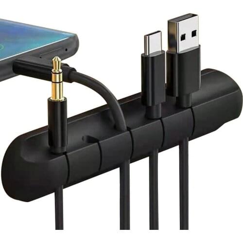 USB Cable Organizer Silicone Cable Winder Desktop Tidy Management Clips Cable Holder For Mouse Keyboard Earphone Headset