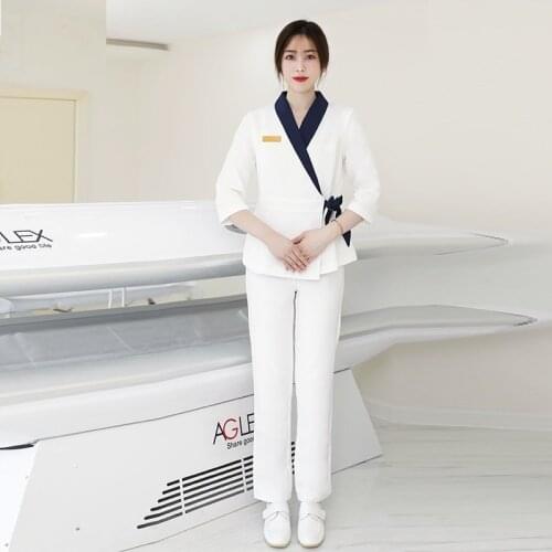 2020 Autumn Beautician Uniform Massage Clothing Health Center Clothes Beautiful Spa Beauty Salon Uniform AS345
