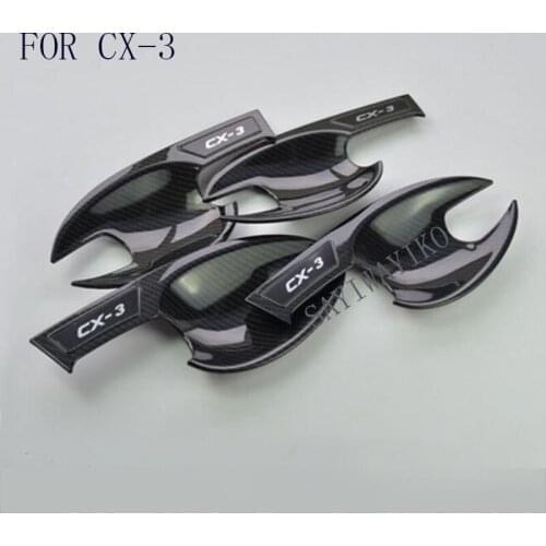 FIT FOR Mazda CX-3 CX 3 2015-2018 ABS Chrome carbon fiber outside door handle Door bowl decorative cover Trim car accessories