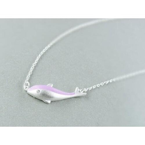 Korean Simple Dolphin Pendant Hundred Matching Valentines Day Gift 925 Sterling Silver Clavicle Chain Female Necklace SNE329