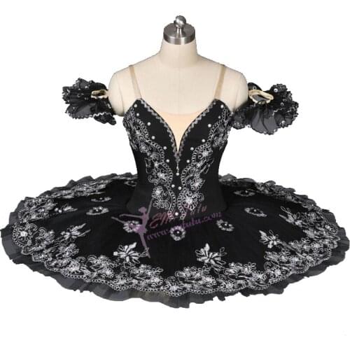 Adult Professional Ballet Tutu Skirt Black Silver Ballerina Performance Tutu Dress Women Classical Platter Pancake Tutu Costume