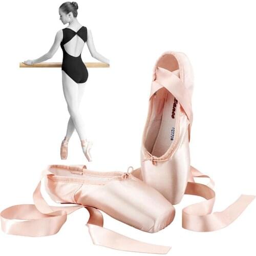 Ballet Pointe Dance For Ladies Professional Shoes With Ribbons For Child