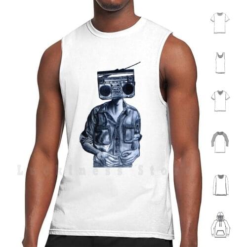 Radio Head! Tank Tops Vest 100% Cotton Radio Android Radio Head Music Pencil Pencil Drawing Funny Shading Detail Person