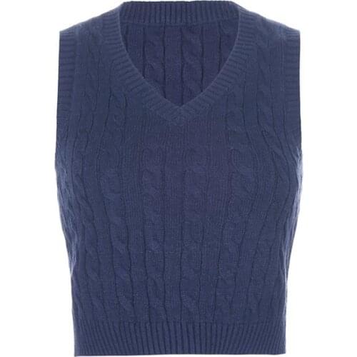 2021 Korean Spring Autumn Women Knitted Sweater Sleeveless Pullover Women Vest Ladies V Neck Knitwear School Girls Waistcoat Top