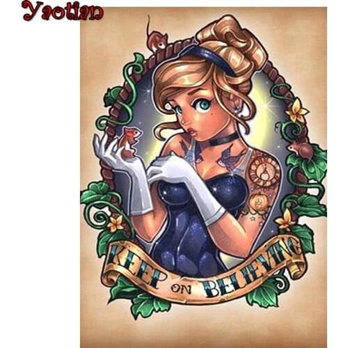 Yaotian 5D DIY Diamond Painting Cartoon girl Diamond Mosaic Picture Of Rhinestones Diamond Embroidery Cross Stitch Home Decor