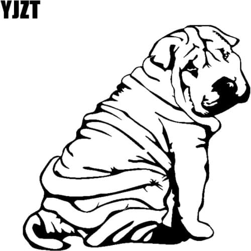 YJZT 18CM*17.9CM Decor Art Dog Animal Shar Pei Puppy Vinyl Sticker Car Decal Black/Silver C10-00473