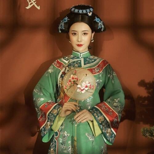 WYJN Qing Dynasty Female Empress Princess Costume Delicate Embroidery Cosplay Hanfu for Drama RuYis Royal Love in the Palace