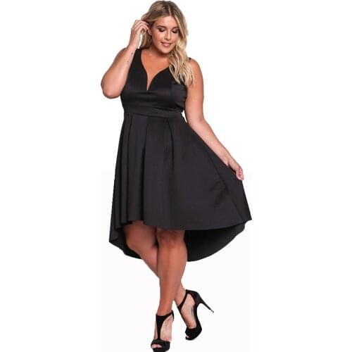 2019 New Summer Dress Fashion Trendy Casual Temperament Sexy Solid Plus Large Size Loose V Neck Sleeveless Women Dresses ZW137