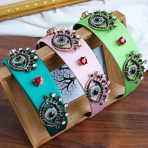 ZHINI Luxury Rhinestone Eye Hair Hoop for Woman Boho Vintage Red Crystal Headband Wedding Jewelry Party Hair Accessories 2020