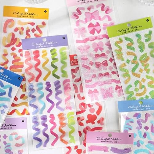 1 Sheet Colorful Ribbon and Bowknot Laser Bright Decorative Bullet Stickers
