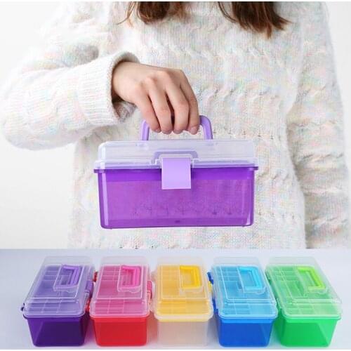 1 Pcs Color Random Tool Box, Household Tool Box, Double-layer Transparent Storage Box