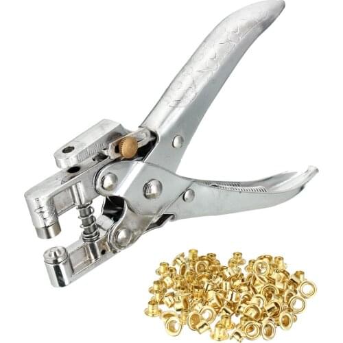 1 PC Eyelet Punch Pliers With 100Pcs Ring Snap Grommet Setter Hole Bags Shoes Leather Punch Belt Pliers Steel Tool Set