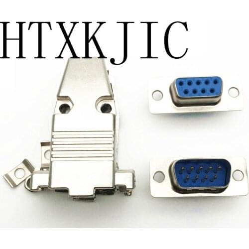 10sets DB9 male/ female / metal shell / serial plug / RS232 / socket / nine core / COM port / double row connector