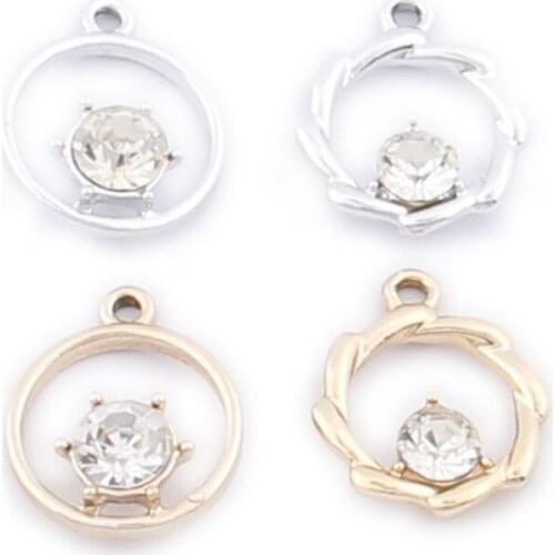 10 pcs Crystal Rhinestone Metal Charms Pendant For Bracelet Earring Charms For Jewelry Making